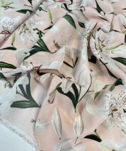 Итальянская розовая вискоза Dolce & Gabbana с цветами