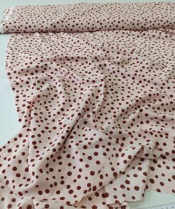 Искусственный розовый шелк в горошек купить для платьев и блузок в Москве недорого в розницу