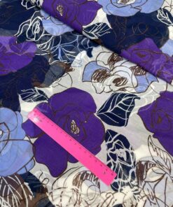 Итальянский хлопок с шелком с фиолетовыми цветами в розницу и оптом купить недорого