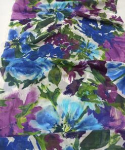 Яркий хлопок с шелком с цветами из Италии купить в интернет-магазине в Москве