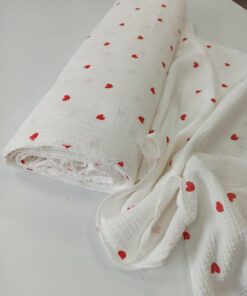 Белый хлопок-муслин с красными сердечками трендовые ткани купить онлайн с доставкой