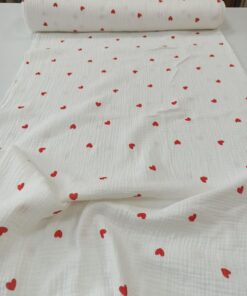 Белый хлопок-муслин с красными сердечками популярные ткани 2024 года из пинтерест