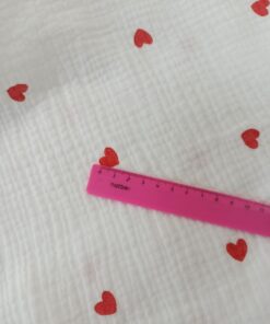 Белый хлопок-муслин с красными сердечками купить в Москве в розницу недорого с доставкой по РФ быстро