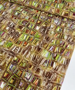 Штапельная яркая оранжевая вискоза с принтом геометрией популярные ткани 2024 года из пинтерест