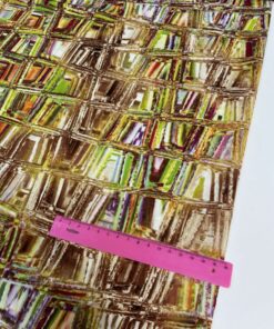 Штапельная яркая оранжевая вискоза с принтом геометрией в розницу и оптом купить недорого