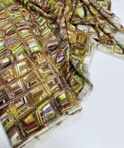 Штапельная яркая оранжевая вискоза с принтом геометрией интернет магазин с доставкой по всей РФ