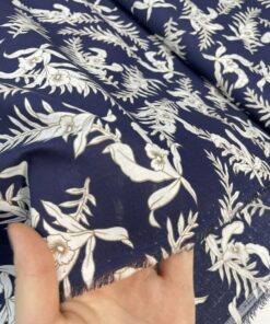 Принтованный синий хлопок с белыми цветами интернет магазин с доставкой по всей РФ