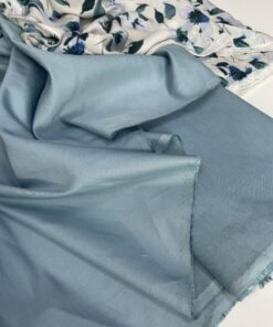 Плотный серо-бюрюзовый хлопок с добавлением шёлка купить с доставкой по всей России дешево