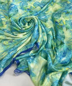 Плательная вискоза с зелено-синим цветочным принтом интернет магазин с доставкой по всей РФ