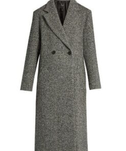 Серая черная пальтовая ткань в елочку от Hugo Boss купить в интернет-магазине в Москве