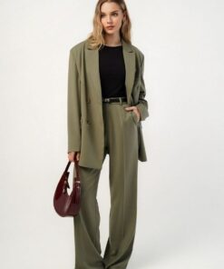 Костюмная поливискоза от Max Mara цвета хаки купить в интернет-магазине в Москве