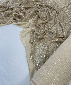 Светлый бежевая ткань с пайетками на сетке интернет магазин с доставкой по всей РФ