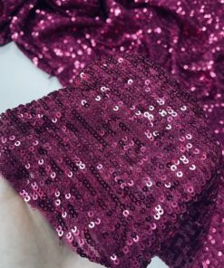 Темно-розовая ткань с пайетками на сетке из Италии в розницу и оптом купить недорого