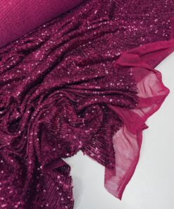 Темно-розовая ткань с пайетками на сетке из Италии интернет магазин с доставкой по всей РФ