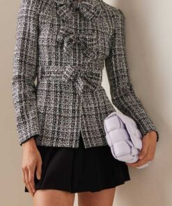 Серо-черная костюмная ткань шанель купить в интернет-магазине в Москве