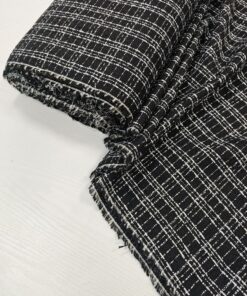 Серо-черная костюмная ткань шанель с серебряной ниткой купить в розницу недорого