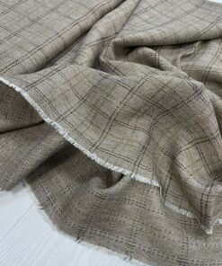 Серо-бежевый 100% лен для костюмов и платьев купить в розницу недорого