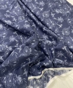 Темно-синий тонкой хлопок с принтом цветов трендовые ткани купить онлайн с доставкой