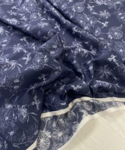 Темно-синий тонкой хлопок с принтом цветов купить в розницу недорого