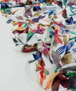 Хлопковый белый батист с принтом листьев купить в интернет-магазине в Москве