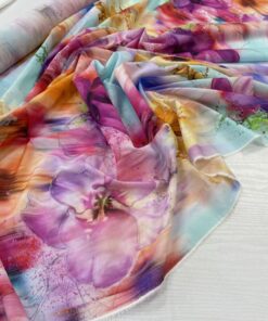 Хлопковый батист с яркими крупными цветками трендовые ткани купить онлайн с доставкой