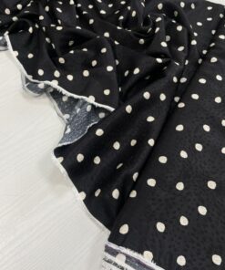 Вискоза с чёрным неправильным горошком на белом фоне в розницу и оптом купить недорого