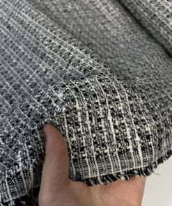 Серо-черно-белая костюмная ткань шанель в розницу и оптом купить недорого