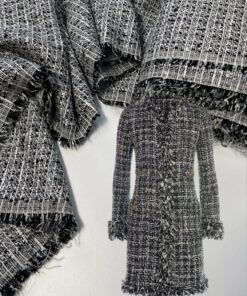 Серо-черно-белая костюмная ткань шанель популярные ткани 2024 года из пинтерест