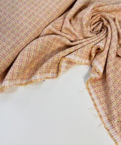 Бело-оранжевая костюмная ткань шанель