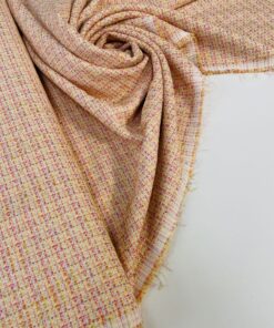 Бело-оранжевая костюмная ткань шанель трендовые ткани купить онлайн с доставкой