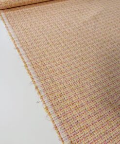 Бело-оранжевая костюмная ткань шанель в розницу и оптом купить недорого