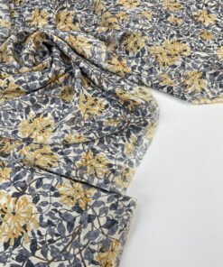 Шелковый молочный крепдешин с оранжевыми цветами интернет магазин с доставкой по всей РФ