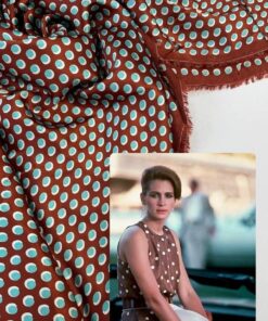 Шелковистая коричневая вискоза в мелкий горошек из Италии купить в Москве со склада недорогие ткани с доставкой