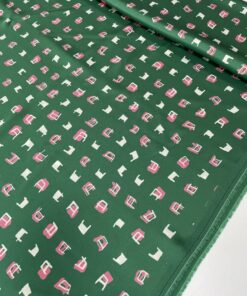 Зеленая шелковистая вискоза с принтом из Италии купить в Москве со склада недорогие ткани с доставкой