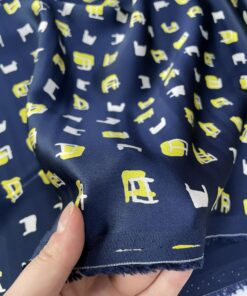 Темно-синяя шелковистая вискоза с принтом из Италии трендовые ткани купить онлайн с доставкой