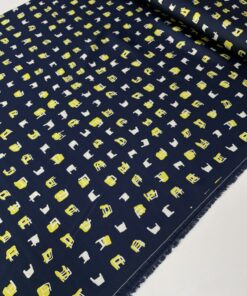 Темно-синяя шелковистая вискоза с принтом из Италии трендовые ткани купить онлайн с доставкой