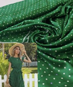 Зеленая Итальянская вискоза в мелкий горошек купить в интернет-магазине в Москве