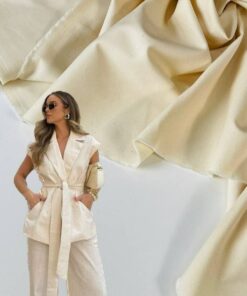 Молочно-желтый 100% лен от Loro Piana в розницу и оптом купить недорого
