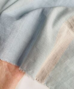 Батист голубого цвета с полосками из льна купить в розницу недорого