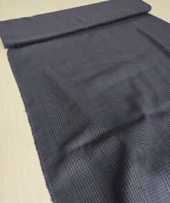 Итальянский темно-синий 100% лен в клетку в розницу и оптом купить недорого