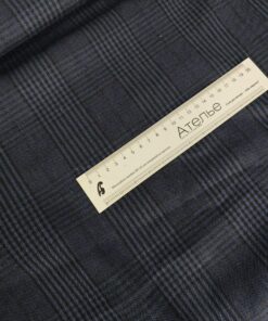 Итальянский темно-синий 100% лен в клетку купить в Москве со склада недорогие ткани с доставкой