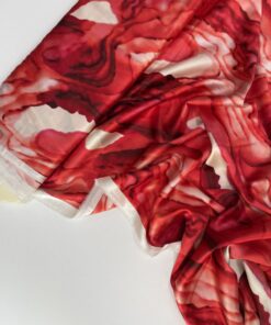 Принтованный красный шёлк со стока Chloe популярные ткани 2025 года из пинтерест