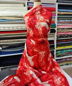Принтованный красный шёлк со стока Chloe трендовые ткани купить онлайн с доставкой