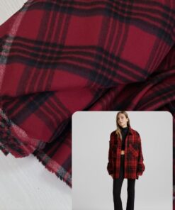 Шерстяная фланелька в крупную черно-красную клетку