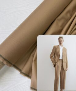 Костюмная бежевая поливискоза со стока Max Mara купить в Москве со склада недорогие ткани с доставкой