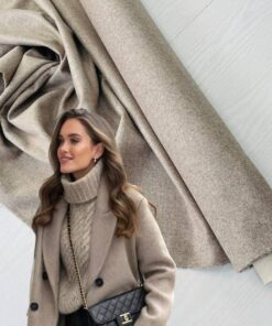 Пальтовая тонкая серо-бежевая шерсть популярные ткани 2025 года из пинтерест