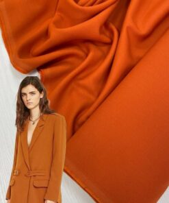 Двухсторонняя оранжевая плотная костюмная полушерсть купить в розницу недорого