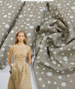 100% бежевый лен Max Mara в белый горошек популярные ткани 2026 года из пинтерест