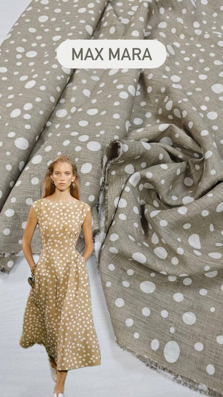 2026-03-20 15.44.32 100% бежевый лен Max Mara в белый горошек популярные ткани 2026 года из пинтерест