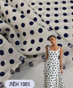 100% белый лен Max Mara в черный горошек в розницу и оптом купить недорого